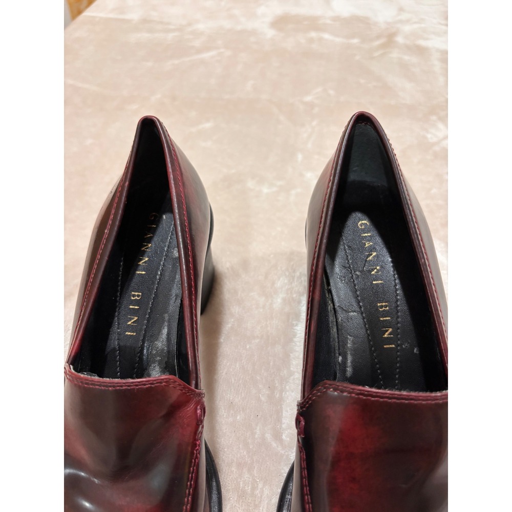 Gianni Bini Burgundy Oxblood Heeled Loafers Chunky Block Heel 90s Y2K Grunge 7B - Picture 3 of 12